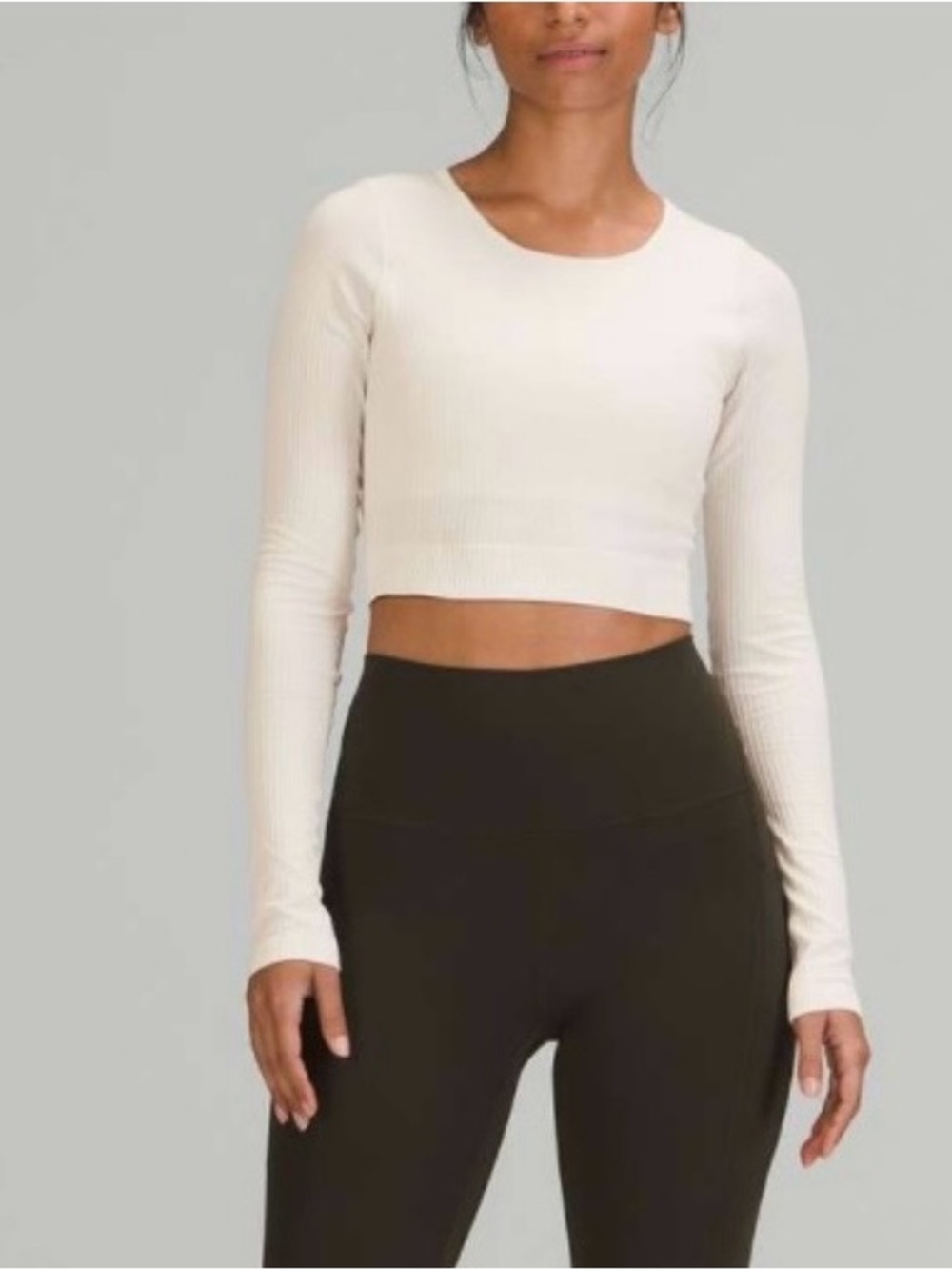 Lululemon Ebb to Street Long Sleeve Crop Top White Opal Size S